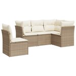 vidaXL Salon de jardin avec coussins 5 Pièces beige résine tressée