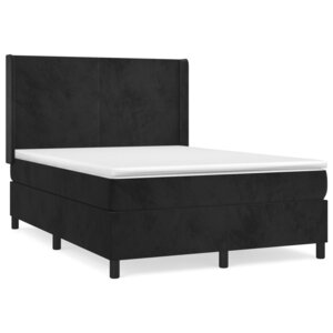 vidaXL Sommier à lattes de lit avec matelas Noir 140x200 cm Velours
