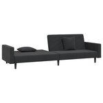 vidaXL Canapé-lit à 2 places avec deux oreillers Noir Velours
