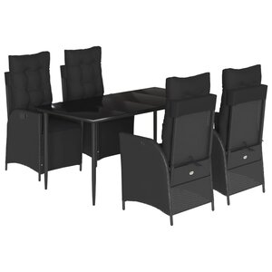 vidaXL Ensemble à manger de jardin coussins 5Pièces Noir Résine tressée