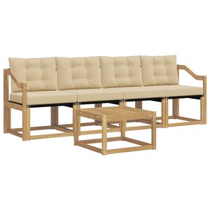 vidaXL Ensemble de canapés d'extérieur 5 pc Blanc et Beige