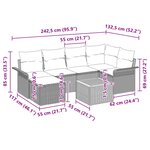 vidaXL Ensemble de canapé de jardin 7 Pièces Gris Poly rotin