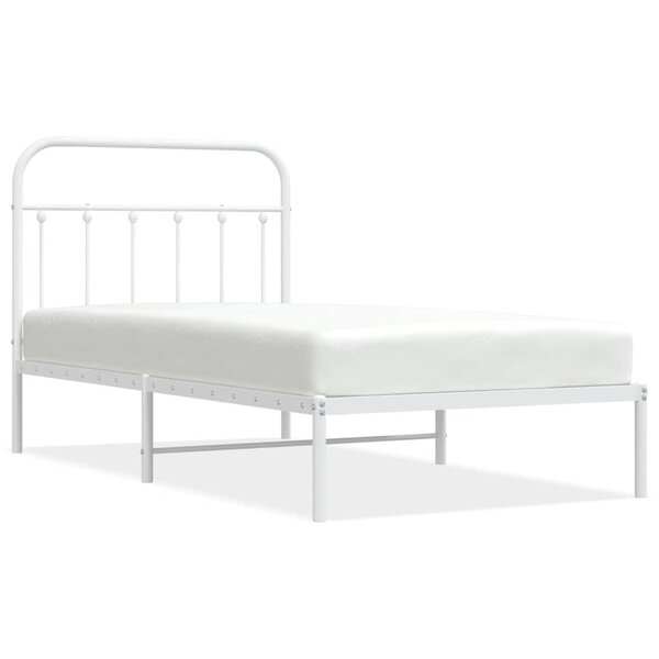vidaXL Cadre de lit métal sans matelas et tête de lit blanc 100x190 cm