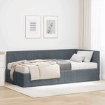 vidaXL Cadre de lit d'angle Gris foncé 100 x 200 cm Velours