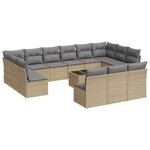 vidaXL Salon de jardin avec coussins 14 Pièces beige résine tressée
