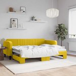 vidaXL Lit de jour avec lit gigogne jaune 80x200 cm velours