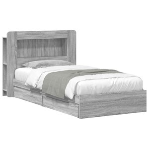 vidaXL Cadre de lit avec rangement avec tiroir Sonoma gris 90 x 200 cm