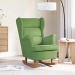 vidaXL Fauteuil à bascule à oreilles en velours vert clair bois massif