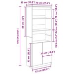 vidaXL Buffet haut chêne artisanal 70x35x180 cm bois d'ingénierie