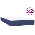 vidaXL Sommier à lattes de lit avec matelas Bleu 200x200 cm Tissu