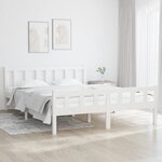 vidaXL Cadre de lit Blanc Bois massif 150x200 cm Très grand