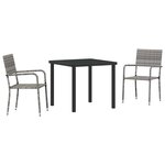 vidaXL Ensemble de salle à manger pour jardin 3 Pièces Gris polyrotin