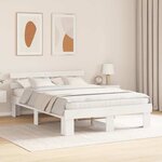 vidaXL Cadre de lit avec tête de lit Blanc 160 x 200 cm Pin massif