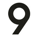 9 Béton Noir - numéro adhésif pour boîtes aux lettres- Vinyle épais texturé  hauteur 50 mm.