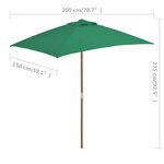 vidaXL Parasol d'extérieur avec mât en bois 150x200 cm vert