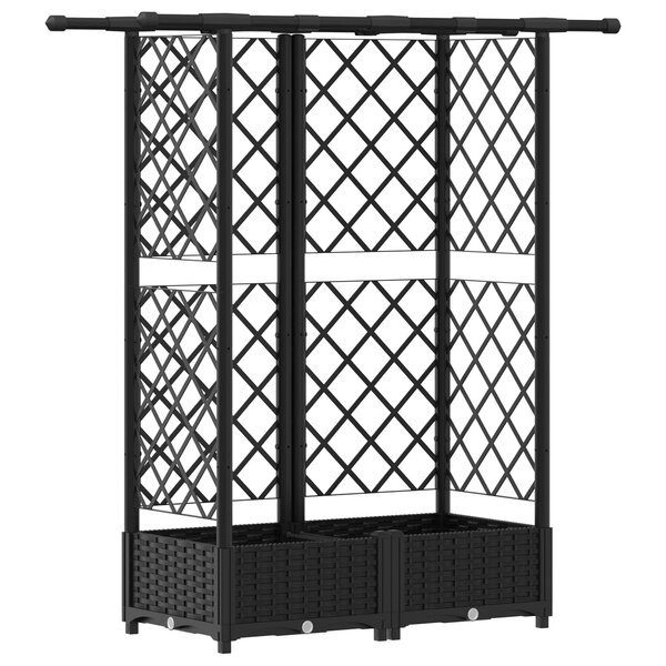 vidaXL Lit Élevé avec Treillis et Toit Noir 124 x 40 x 123 cm PP
