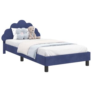 vidaXL Cadre de lit pour enfants avec tête de lit Bleu police Velours
