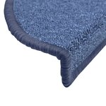 vidaXL Tapis d'escalier 15 Pièces Bleu 56 x 17 x 3 cm