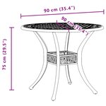 vidaXL Table de jardin bronze Ø90x75 cm aluminium coulé