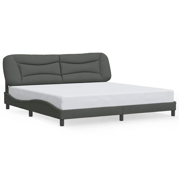 vidaXL Cadre de lit sans matelas Hvar gris foncé 200x200 cm tissu