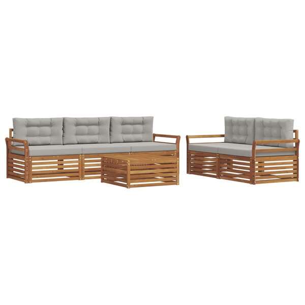 vidaXL Ensemble de canapés d'extérieur 6 pc Gris Naturel et Clair
