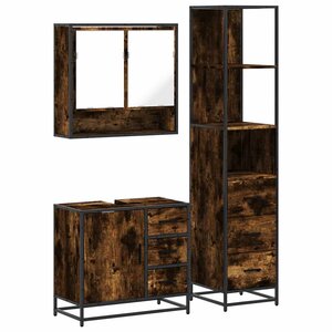 vidaXL Ensemble de meubles de salle de bain 3 Pièces Chêne fumé