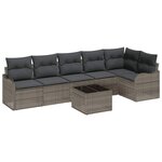 vidaXL Ensemble de canapé de jardin 6 pièces avec coussins en poly rotin noir