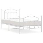 vidaXL Cadre de lit métal sans matelas et pied de lit blanc 100x190 cm