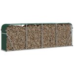 vidaXL Porte-bûches Vert 300x45x100 cm Acier galvanisé