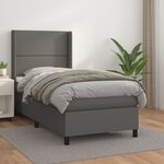 vidaXL Sommier à lattes de lit avec matelas Gris 100x200 cm Similicuir