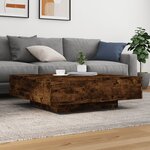 vidaXL Table basse avec lumières LED chêne fumé 100x100x31 cm