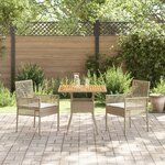 vidaXL Ensemble de salle à manger de jardin 3 pièces avec coussins beige poly rattan