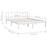 vidaXL Cadre de lit Blanc Bois de pin massif 120x190 cm Petit double