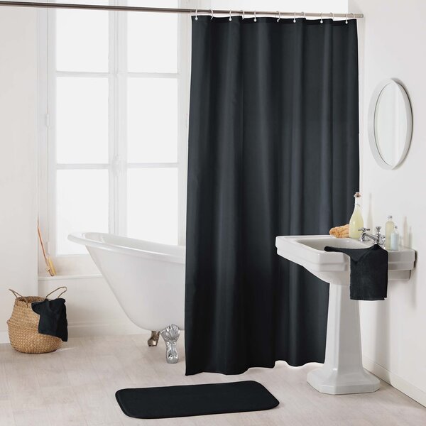 Rideau de douche avec crochets 180x200 cm noir