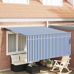 vidaXL Auvent Rétractable Bleu et blanc 300 x 250 cm tissu