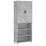 vidaXL Buffet haut Gris béton 69 5x34x180 cm Bois d'ingénierie