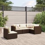 vidaXL Salon de jardin 5 Pièces avec coussins Marron Résine tressée