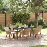 vidaXL Ensemble de salle à manger pour jardin 7 Pièces Beige polyrotin