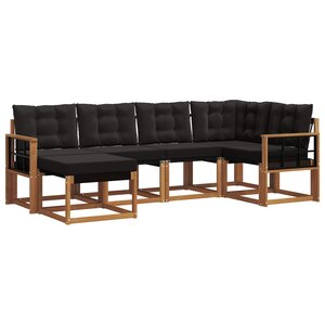 vidaXL Ensemble de canapés d'extérieur 6 Pièces Naturel et Noir