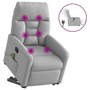 vidaXL Fauteuil inclinable de massage électrique gris nuage tissu