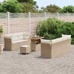vidaXL Ensemble de canapé de jardin 10 Pièces Beige polyrotin