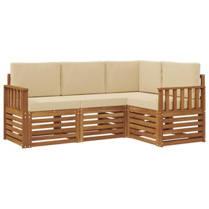 vidaXL Ensemble de canapés d'extérieur 4 pc Naturel et Beige Polyester