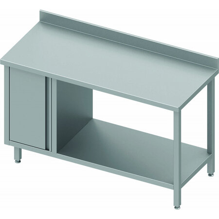 Table inox cuisine adossée avec porte et etagère - gamme 700 - stalgast -  - inox1800x700 x700x900mm