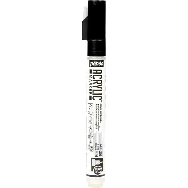 Marqueur acrylique Pointe ronde 0 7mm Blanc PÉBÉO