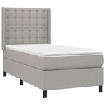 vidaXL Sommier à lattes de lit matelas LED Gris clair 90x200cm Tissu