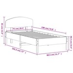 vidaXL Cadre de lit sans matelas cire marron 75x190 cm bois pin massif