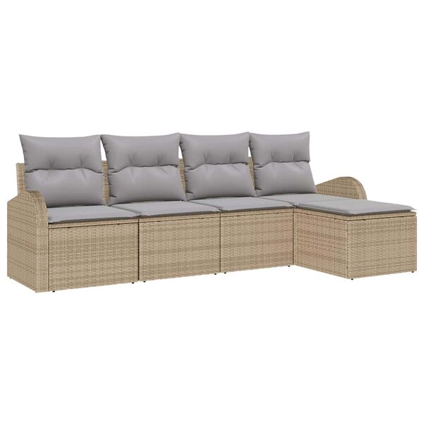 vidaXL Ensemble de canapé de jardin 5 Pièces Beige Poly rotin