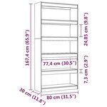 vidaXL Bibliothèque/Séparateur de pièce Gris 80x30x167 4 cm Pin massif