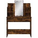 vidaXL Coiffeuse avec lumières LED chêne fumé 96x40x142 cm