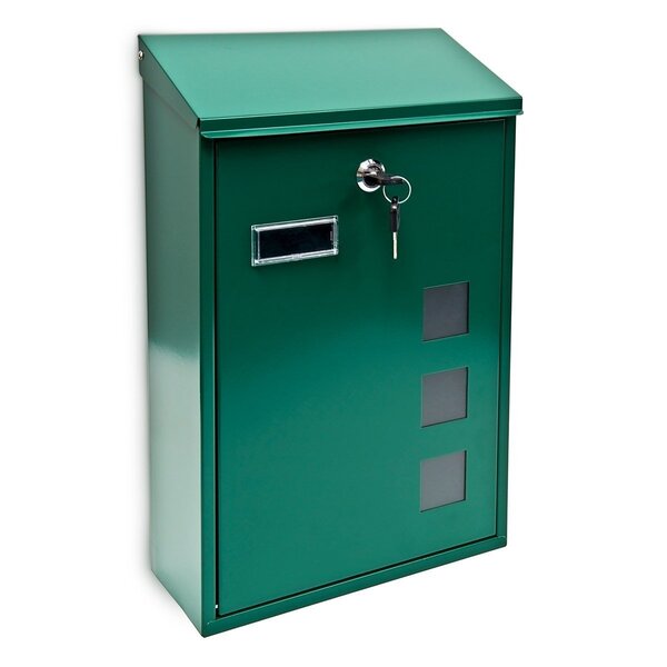 Boite aux lettres design contemporain murale verte jardin extérieur